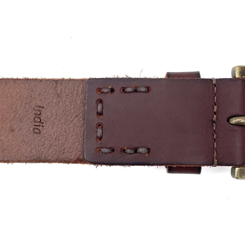 Timberland Genuine Leather Brown Belt Distressed Brass Buckle Workwear 38-42in